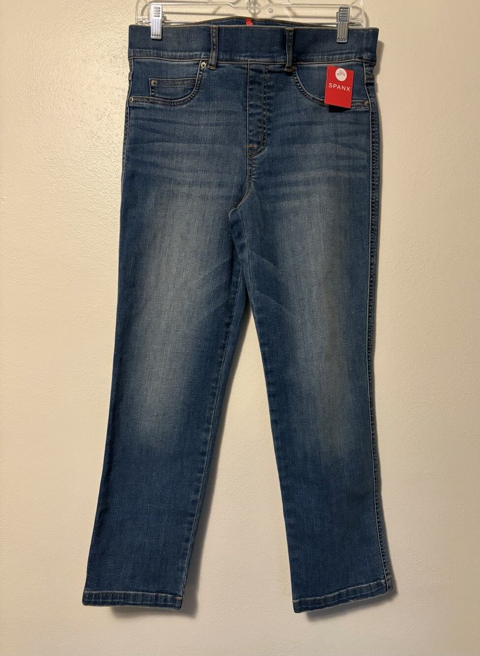 Spanx Straight Leg Jeans Vintage Indigo Denim Size Large Petite 20356Q New